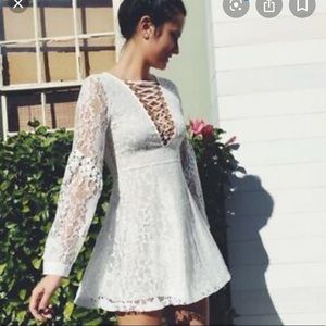 LF Millau dress white lace lace up size m NWT